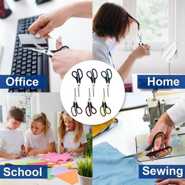 Alt view image 7 of 7 - 6PCS 8" Scissors,Sharp Stainless Steel All Purpose for Office School Crafts