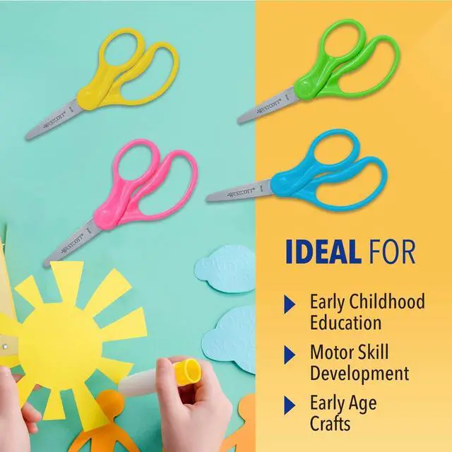 Alt view image 4 of 7 - Westcott Right & Left-Handed Scissors For Kids - Back to School Essentials, Classroom Must Haves, Art Supplies - 5-Inch Pointed Safety Scissors - Assorted Colors - 6 Pack (16455)