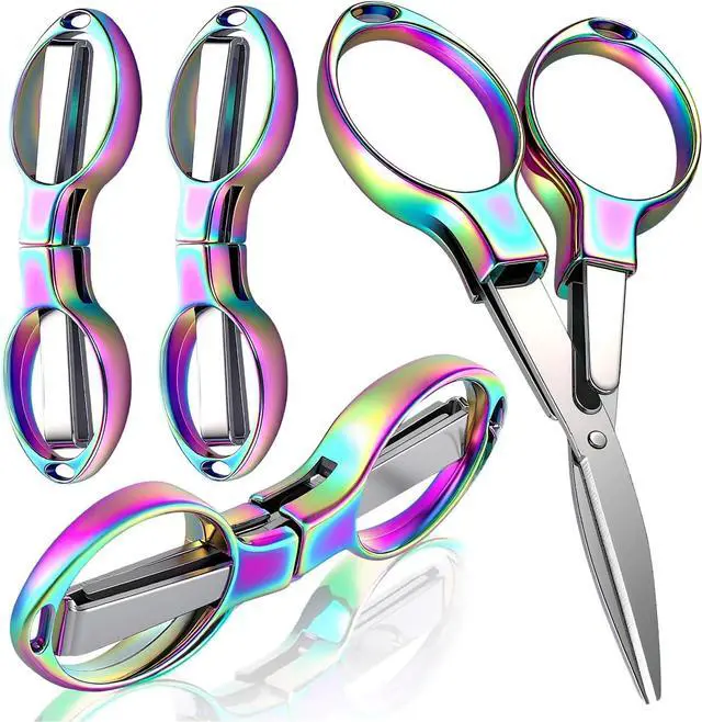 Main image of 4Pcs Folding Scissors for Travel, Small Folding Badge Scissors for Nurses