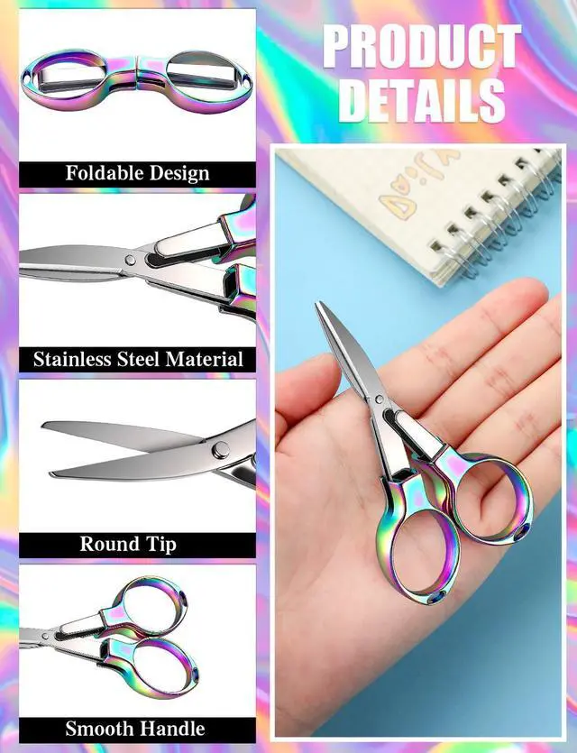 Alt view image 4 of 7 - 4Pcs Folding Scissors for Travel, Small Folding Badge Scissors for Nurses