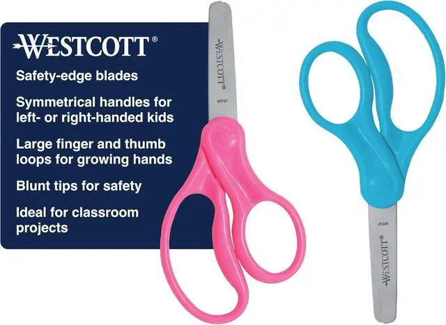 Main image of Westcott 5" Hard Handle Kids Scissors, Blunt, Assorted Colors, 2-Pack