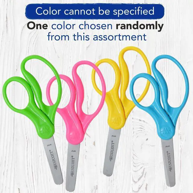 Alt view image 5 of 7 - Westcott 5" Hard Handle Kids Scissors, Blunt, Assorted Colors, 2-Pack