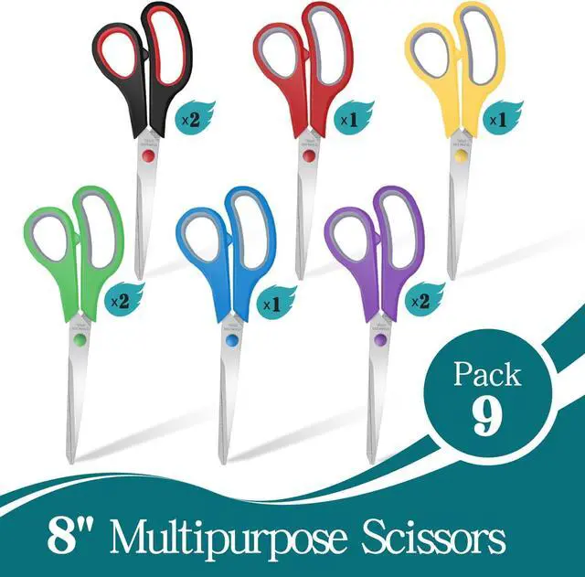 Alt view image 2 of 7 - 9 Packs 8" Sewing Craft Scissors Bulk,Multipurpose Heavy Duty Sharp Paper Scissors,All Purpose Stainless Steel Scissors for Home Office Student Teacher Supplies