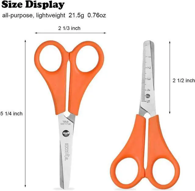 Alt view image 2 of 6 - Scissors Bulk for Kids, EZZGOL 12 PACK 5 Safety Blunt Tip Student Scissors, 6 Assorted Colors Kid Craft Scissor for Cutting Regular Paper,Construction Paper,Cards