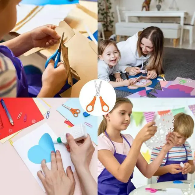 Alt view image 6 of 6 - Scissors Bulk for Kids, EZZGOL 12 PACK 5 Safety Blunt Tip Student Scissors, 6 Assorted Colors Kid Craft Scissor for Cutting Regular Paper,Construction Paper,Cards