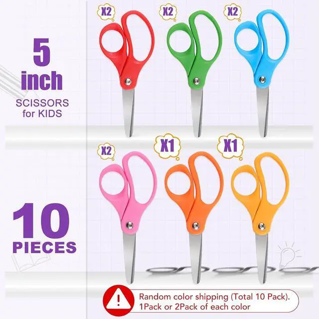 Alt view image 2 of 7 - BURVAGY 10 Pack 5" Kids Scissors Safety Children Small Scissors for School