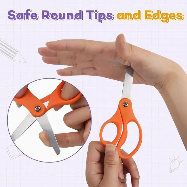 Alt view image 3 of 7 - BURVAGY 10 Pack 5" Kids Scissors Safety Children Small Scissors for School
