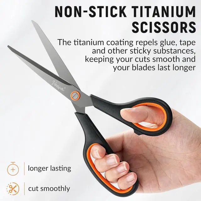 Alt view image 3 of 7 - VEESA Titanium Scissors Set of 3, Ultra Sharp Stainless Steel