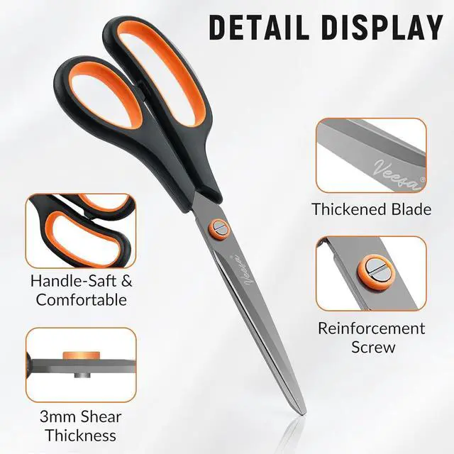 Alt view image 5 of 7 - VEESA Titanium Scissors Set of 3, Ultra Sharp Stainless Steel