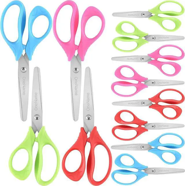 Main image of OneName 5" Kids Scissors 12 Pack,Safety Blunt Tip Scissors, School Supplies