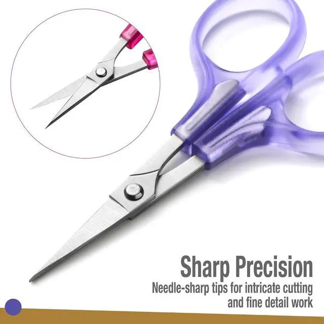 Alt view image 2 of 7 - Beaditive High Precision Detail Scissors Set (2-Pc) Sharp, Fine Tips | Paper Cutting, Scrapbooking, Sewing, Crafting | Stainless Steel | Protective Cover (Jelly)