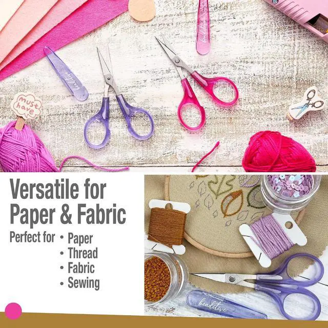 Alt view image 5 of 7 - Beaditive High Precision Detail Scissors Set (2-Pc) Sharp, Fine Tips | Paper Cutting, Scrapbooking, Sewing, Crafting | Stainless Steel | Protective Cover (Jelly)