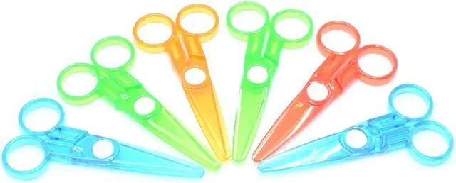Main image of All Plastic Safe Scissors, 6 Pcs Random Color 4.7 Inch Plastic Scissors No Harm to Hands for DIY Cutting Paper (12)