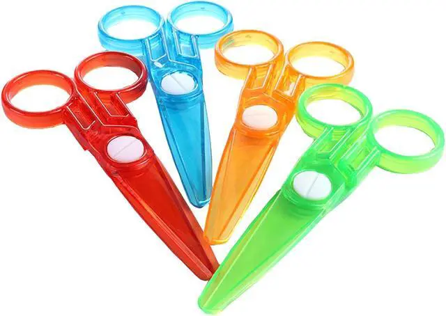 Alt view image 3 of 5 - All Plastic Safe Scissors, 6 Pcs Random Color 4.7 Inch Plastic Scissors No Harm to Hands for DIY Cutting Paper (12)