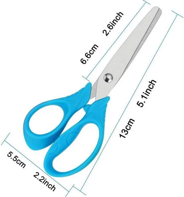 Alt view image 2 of 7 - Left Handed Scissors for Kids, 5" Lefty Scissors with Comfort Grip Handles, Blunt Tip Safety, Stainless Steel Blades, Assorted, 4 Pack