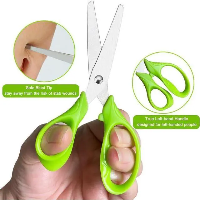 Alt view image 4 of 7 - Left Handed Scissors for Kids, 5" Lefty Scissors with Comfort Grip Handles, Blunt Tip Safety, Stainless Steel Blades, Assorted, 4 Pack