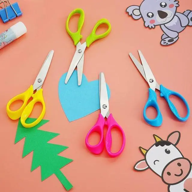 Alt view image 7 of 7 - Left Handed Scissors for Kids, 5" Lefty Scissors with Comfort Grip Handles, Blunt Tip Safety, Stainless Steel Blades, Assorted, 4 Pack