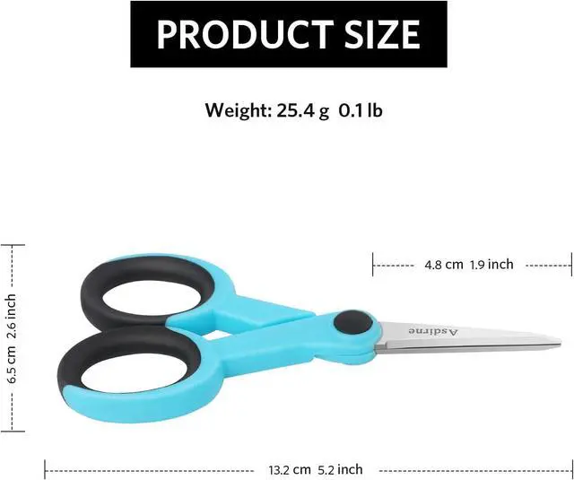 Alt view image 5 of 7 - Asdirne 5 Detail Scissors, Embroidery Scissors with Sharp Stainless Steel Blade and Soft Handles, Great for Sewing, Craft, Office and School, 3 Pcs, Blue/Black