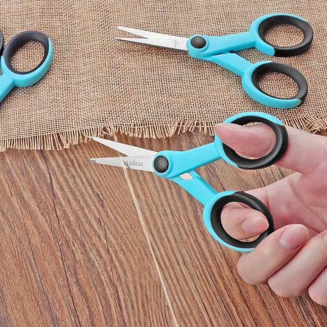 Alt view image 6 of 7 - Asdirne 5 Detail Scissors, Embroidery Scissors with Sharp Stainless Steel Blade and Soft Handles, Great for Sewing, Craft, Office and School, 3 Pcs, Blue/Black