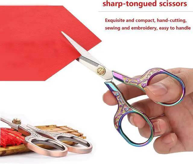Alt view image 4 of 6 - YVAOG Mini Folding Scissors, Safe Portable Travel Mini Scissors, Stainless Steel Retractable Small Scissors for Home Office, 2 Piece Set (Silver and colored titanium)