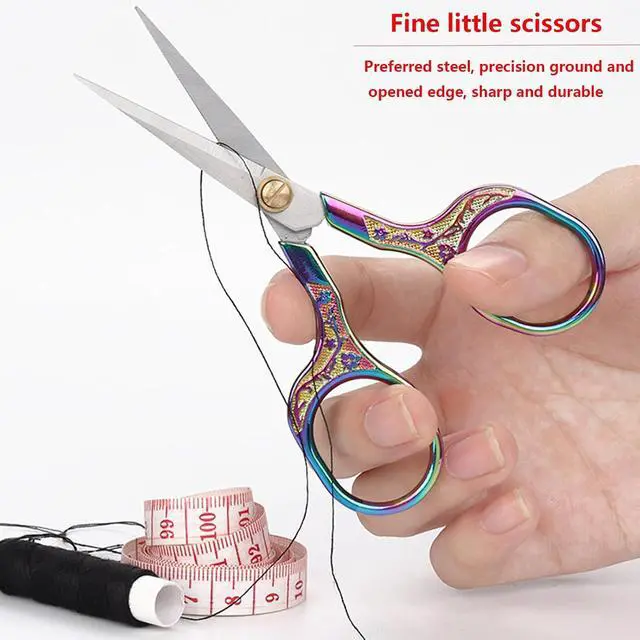 Alt view image 5 of 6 - YVAOG Mini Folding Scissors, Safe Portable Travel Mini Scissors, Stainless Steel Retractable Small Scissors for Home Office, 2 Piece Set (Silver and colored titanium)
