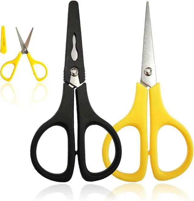 Main image of 2Pcs Medium Scissors, Safety Scissors with Cap, Yellow & Black