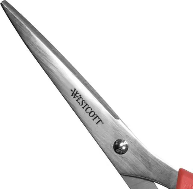 Alt view image 3 of 6 - Westcott 8" All Purpose Value Stainless Steel Straight Scissors, Red