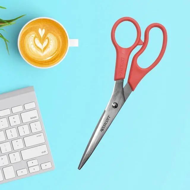 Alt view image 5 of 6 - Westcott 8" All Purpose Value Stainless Steel Straight Scissors, Red