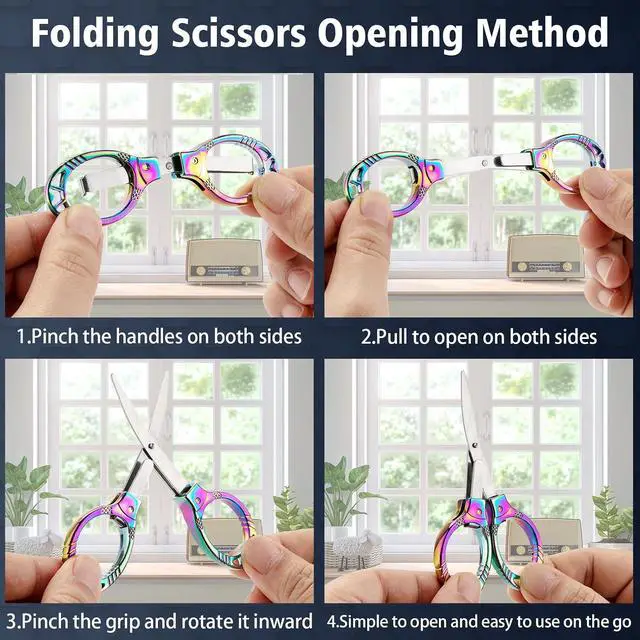 Alt view image 2 of 7 - NAHSHON 4 Pcs Folding Stainless Steel Portable Mini Travel Badge Scissors