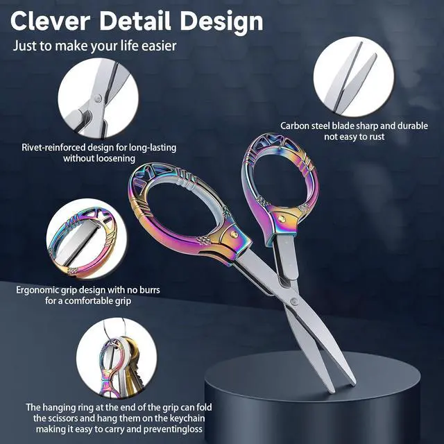 Alt view image 3 of 7 - NAHSHON 4 Pcs Folding Stainless Steel Portable Mini Travel Badge Scissors
