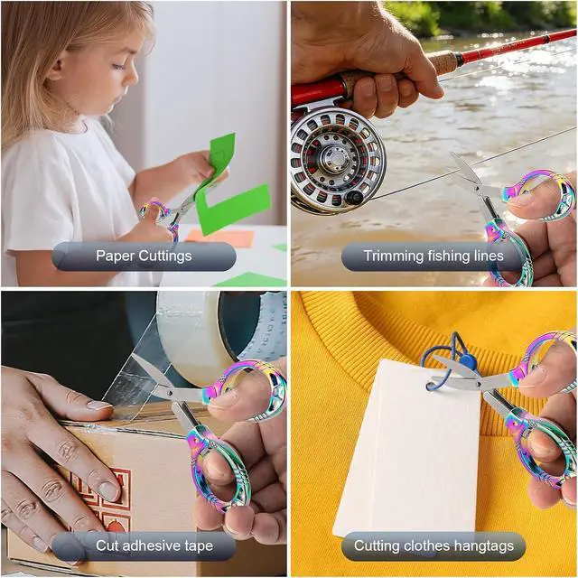 Alt view image 5 of 7 - NAHSHON 4 Pcs Folding Stainless Steel Portable Mini Travel Badge Scissors