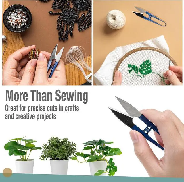 Alt view image 6 of 7 - Beaditive Sewing Scissors (3-Piece Set) High-Carbon Steel Thread, Yarn, Embroidery Clippers | Handheld Snippers for Arts, Crafts, and DIY Projects | Multipurpose Use Navy Blue