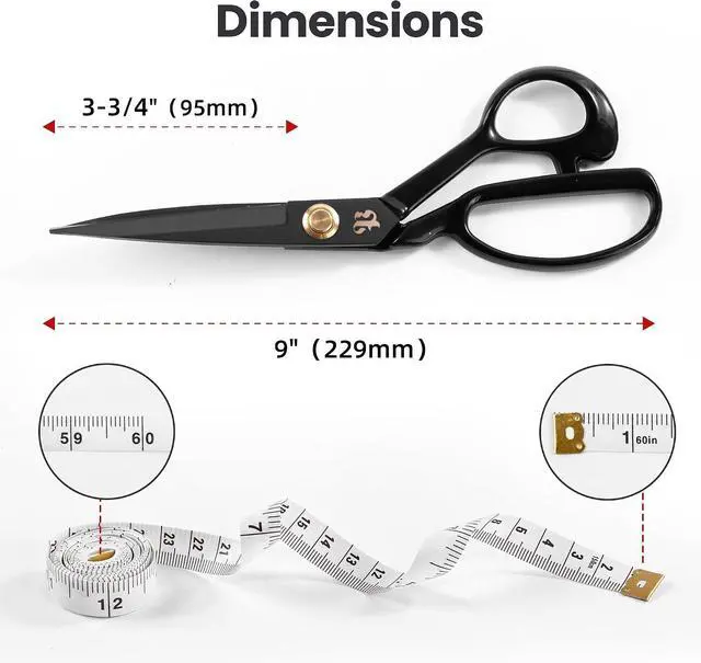 Alt view image 2 of 7 - Professional Tailor Scissors 9 Inch for Cutting Fabric Heavy Duty Scissors for Leather Cutting Industrial Sharp Sewing Shears for Home Office Artists Dressmakers