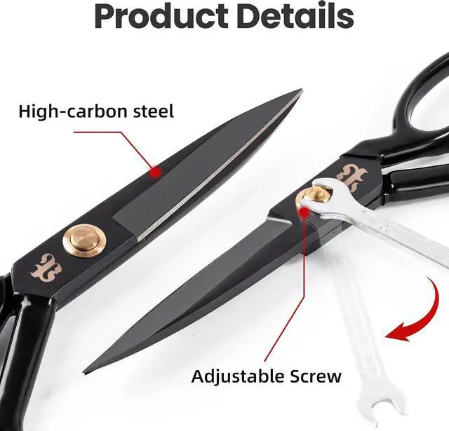 Alt view image 5 of 7 - Professional Tailor Scissors 9 Inch for Cutting Fabric Heavy Duty Scissors for Leather Cutting Industrial Sharp Sewing Shears for Home Office Artists Dressmakers