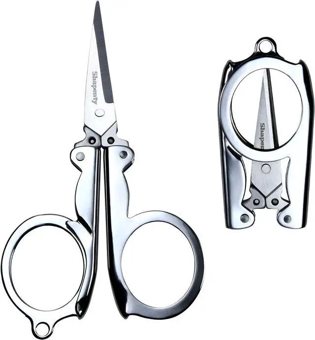 Main image of Shapenty Stainless Steel Folding Portable Travel Scissors Small Foldable Paper String Craft Shred Scissors, 2 Pack