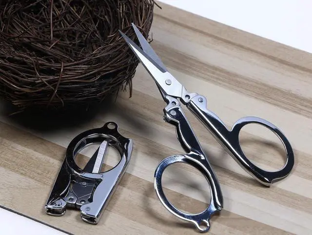 Alt view image 2 of 3 - Shapenty Stainless Steel Folding Portable Travel Scissors Small Foldable Paper String Craft Shred Scissors, 2 Pack
