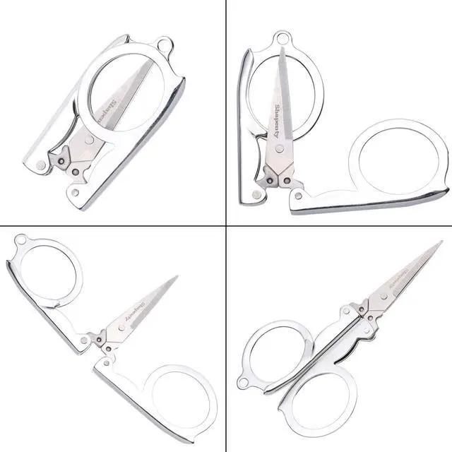 Alt view image 3 of 3 - Shapenty Stainless Steel Folding Portable Travel Scissors Small Foldable Paper String Craft Shred Scissors, 2 Pack
