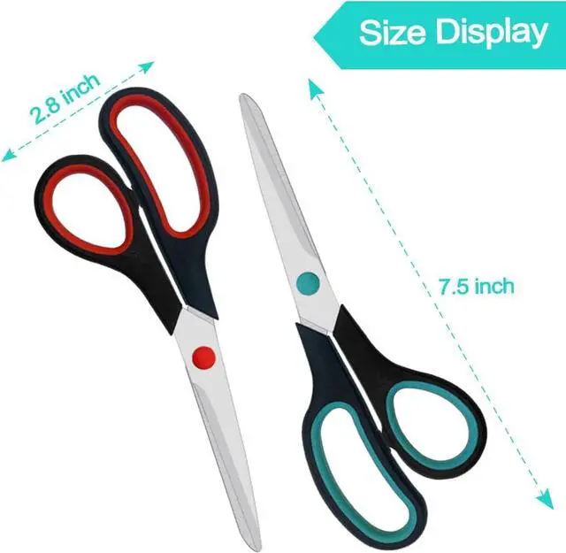 Alt view image 2 of 7 - Scissors, 2 Pack 7.5 inch Scissors for Office and Home, Scissor All Purpose for School Fabric Craft Supplies Use