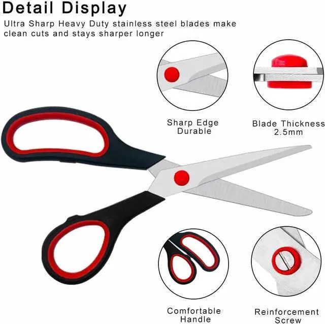 Alt view image 3 of 7 - Scissors, 2 Pack 7.5 inch Scissors for Office and Home, Scissor All Purpose for School Fabric Craft Supplies Use