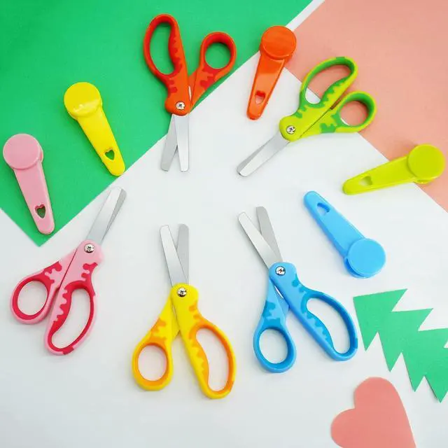 Alt view image 7 of 7 - Kids Scissors,5" Toddler Scissors with Cover,Student Blunt Tip Scissors with Comfort Grip,Safety for School Craft Cutting Paper(5 Pack)