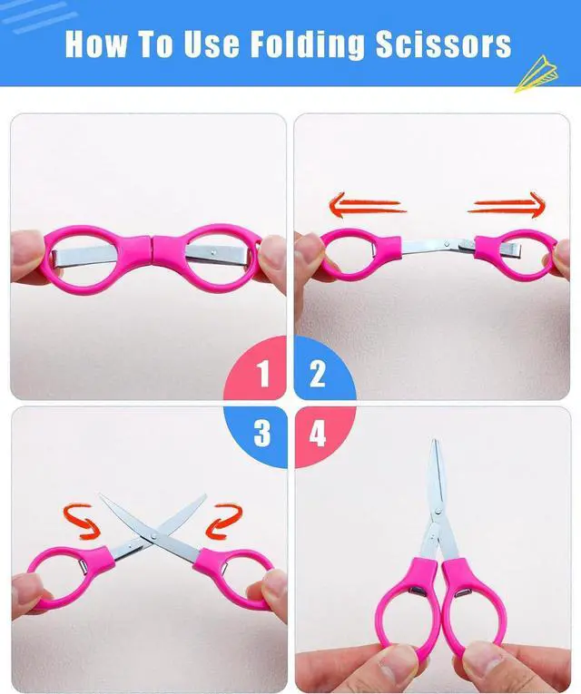 Alt view image 4 of 7 - 6 Pcs Folding Scissors, Small Stainless Steel Foldable Scissors, Portable Mini Travel Scissors for Home Travel School Office