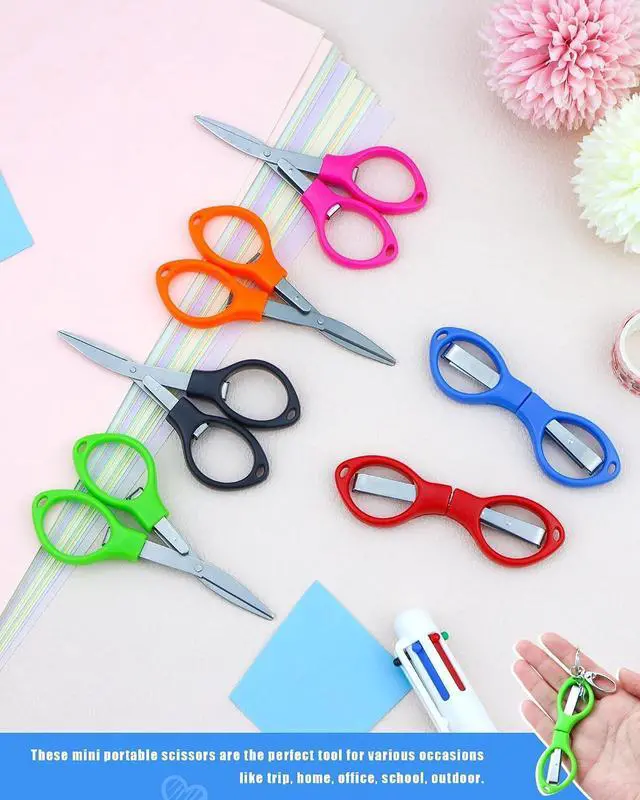 Alt view image 5 of 7 - 6 Pcs Folding Scissors, Small Stainless Steel Foldable Scissors, Portable Mini Travel Scissors for Home Travel School Office