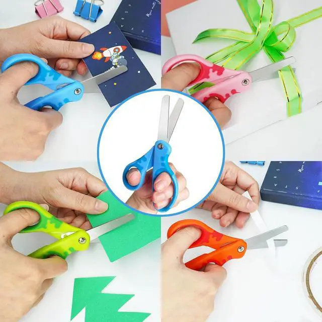 Alt view image 6 of 7 - Kids Scissors,5" Toddler Scissors with Cover,Student Blunt Tip Scissors with Comfort Grip,Safety for School Craft Cutting Paper(5 Pack)