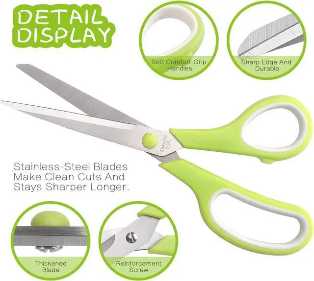 Alt view image 3 of 7 - LONGKEY 8.5" Pastel Scissors 3-Pack, Ultra Sharp Stainless Steel