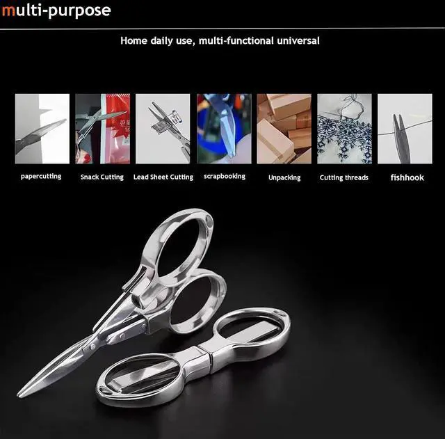 Alt view image 4 of 6 - YVAOG Folding Scissors, Safe Portable Safe Portable Travel Mini Scissors, Stainless Steel Retractable Small Scissors for Home Office, 2 Piece Set