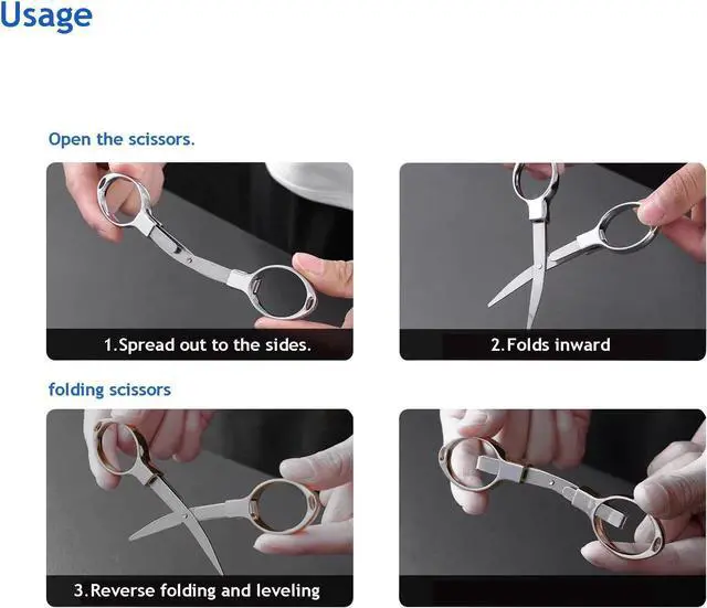 Alt view image 5 of 6 - YVAOG Folding Scissors, Safe Portable Safe Portable Travel Mini Scissors, Stainless Steel Retractable Small Scissors for Home Office, 2 Piece Set