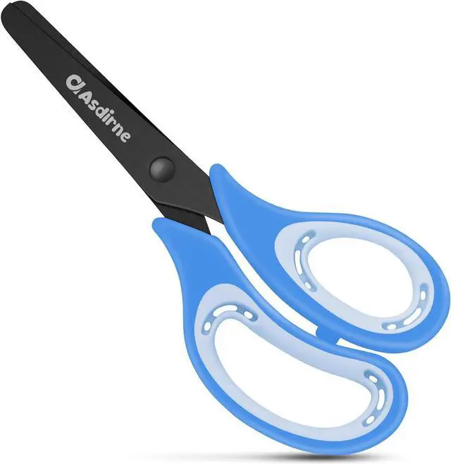 Main image of Asdirne Kids Scissors - Safety Children Scissors with Blunt Tip Stainless Steel Blades and Soft Grip, Great for Home and School, Blue, 13.5cm