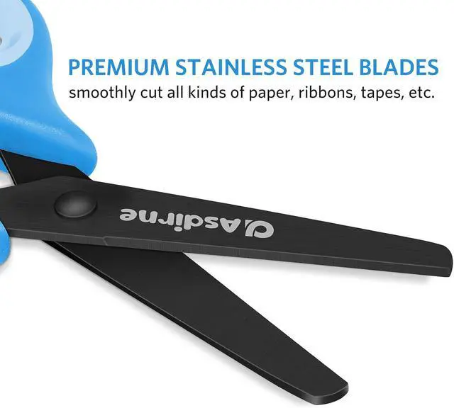 Alt view image 5 of 7 - Asdirne Kids Scissors - Safety Children Scissors with Blunt Tip Stainless Steel Blades and Soft Grip, Great for Home and School, Blue, 13.5cm