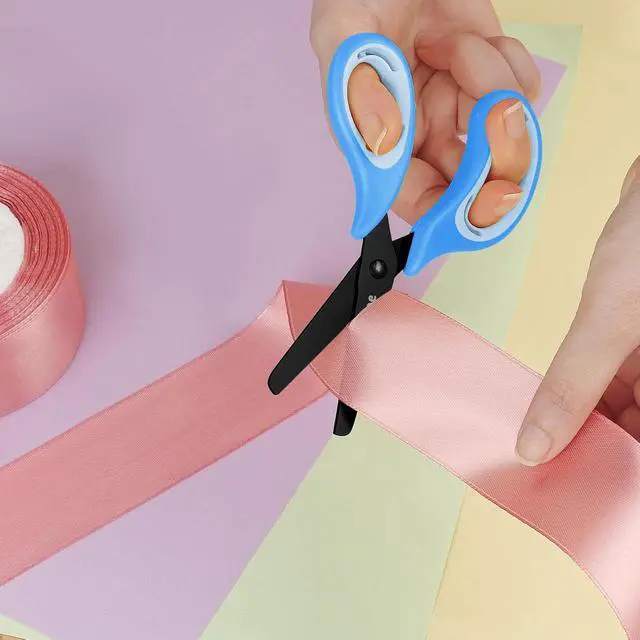 Alt view image 6 of 7 - Asdirne Kids Scissors - Safety Children Scissors with Blunt Tip Stainless Steel Blades and Soft Grip, Great for Home and School, Blue, 13.5cm