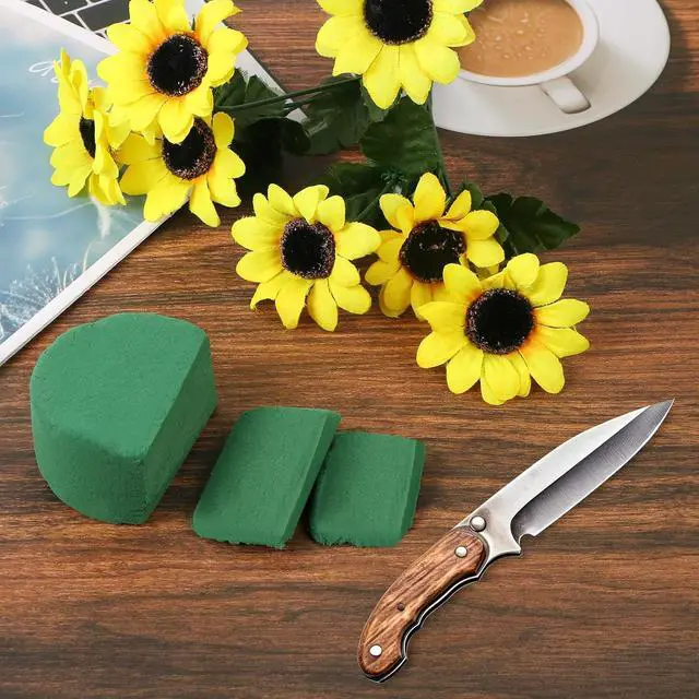 Alt view image 3 of 6 - MIDELONG Round Floral Foam Blocks, 3.2" X 1.6" Green Wet Dry Flower Foam Plant Foam for Fresh & Artificial Wedding Aisle Flower Arrangements Party Decoration DIY Craft, Pack of 3